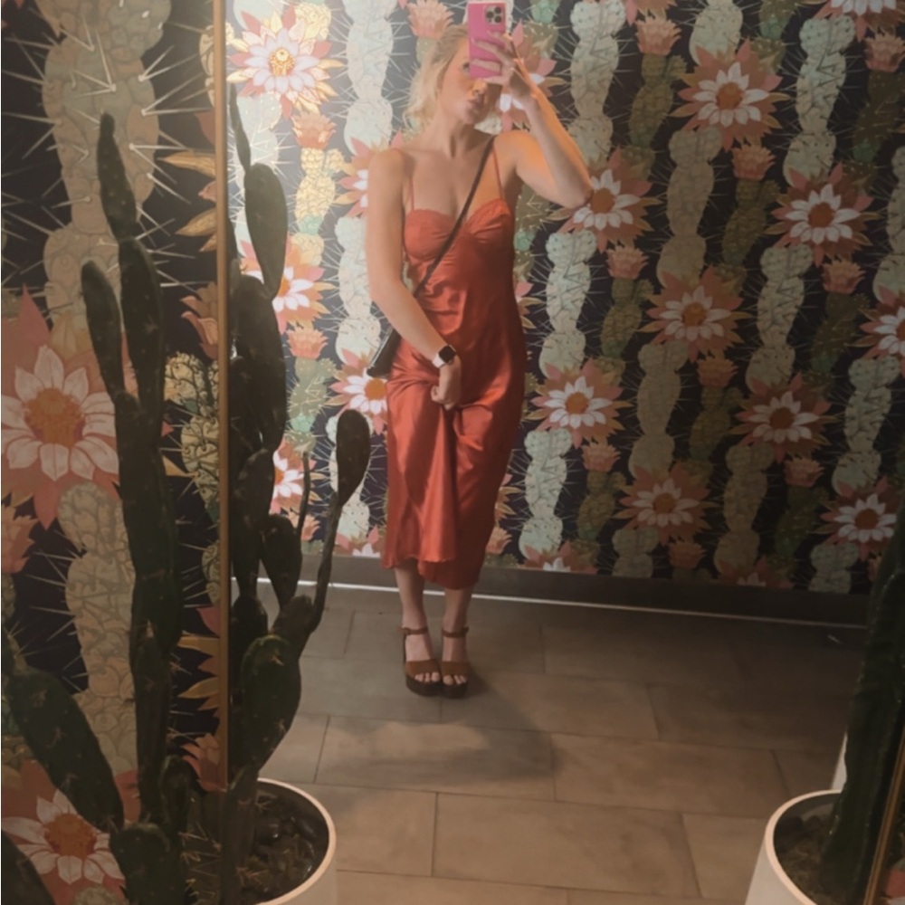 Elegant Satin Orange Dress